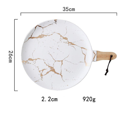 Light luxury style marble and gold irregular ceramic tray $60.72 Dana Fashion Color: 12Style Dana's Kitchen Product name: Nordic marble gold cracked tray Commodity technology: high temperature firing Product material: ceramic Note: The ceramic products ar