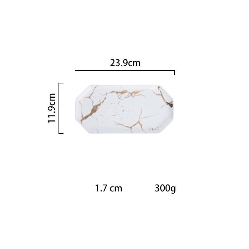 Light luxury style marble and gold irregular ceramic tray $32.91 Dana Fashion Color: 4Style Dana's Kitchen Product name: Nordic marble gold cracked tray Commodity technology: high temperature firing Product material: ceramic Note: The ceramic products are