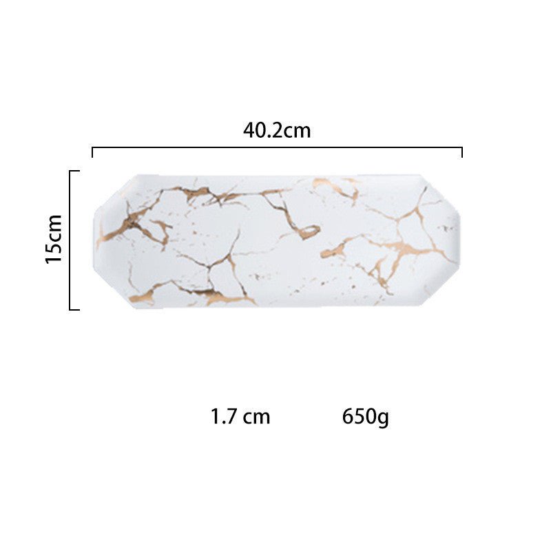 Light luxury style marble and gold irregular ceramic tray $53.22 Dana Fashion Color: 2Style Dana's Kitchen Product name: Nordic marble gold cracked tray Commodity technology: high temperature firing Product material: ceramic Note: The ceramic products are