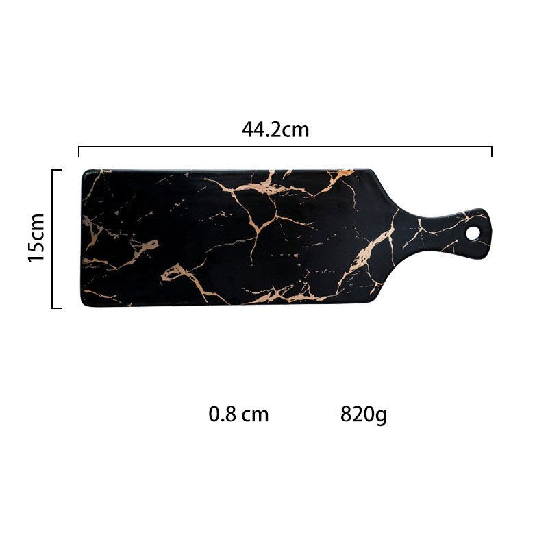 Light luxury style marble and gold irregular ceramic tray $57.78 Dana Fashion Color: 9Style Dana's Kitchen Product name: Nordic marble gold cracked tray Commodity technology: high temperature firing Product material: ceramic Note: The ceramic products are