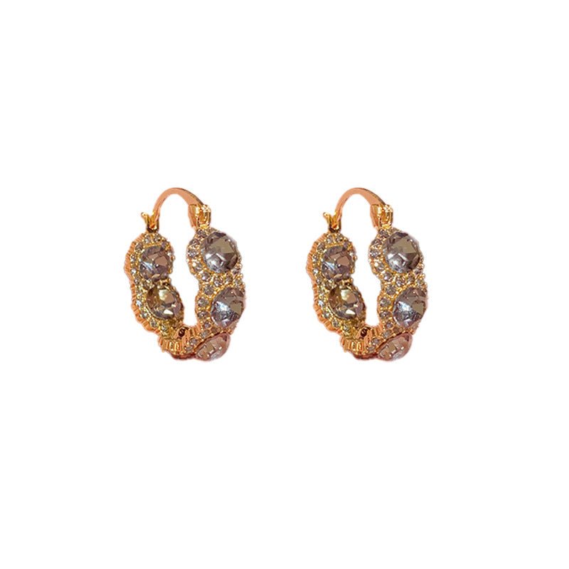 Light Luxury Unique Elegance Retro Opal Circle Ear Clip $19.99 Dana Fashion Color: Gray Women's Accessories Product information: Treatment Process: real gold plating Color: Pink Opal circle ear clip (thick real gold plating), Gray zircon circle ear clip (