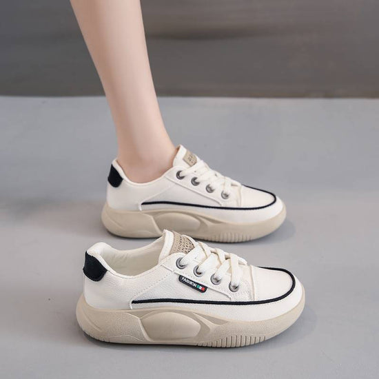 Lightweight Casual Sneaker Women's Soft Bottom Running Shock Absorption Genuine Leather $41.74 Dana Fashion Color: Beige Size: 35 Women's shoes Product information: Pattern: stripes Lening material: PU Toe holder shape: round head Color: khaki, black, bei