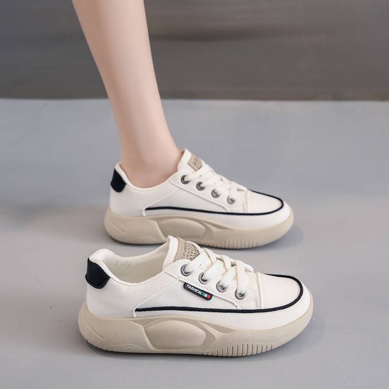 Lightweight Casual Sneaker Women's Soft Bottom Running Shock Absorption Genuine Leather $41.74 Dana Fashion Color: Beige Size: 35 Women's shoes Product information: Pattern: stripes Lening material: PU Toe holder shape: round head Color: khaki, black, bei
