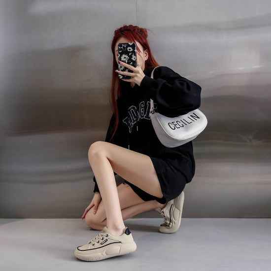 Lightweight Casual Sneaker Women's Soft Bottom Running Shock Absorption Genuine Leather $41.74 Dana Fashion Color: Beige Size: 35 Women's shoes Product information: Pattern: stripes Lening material: PU Toe holder shape: round head Color: khaki, black, bei