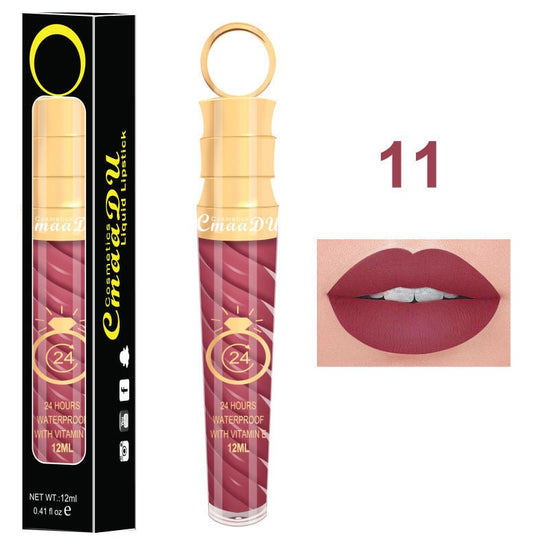 Lip gloss $14.99 Dana Fashion Color: 11 Style makeup Matte lip gloss non-stick cup does not fade 12ML large capacity lip gloss metal pearl liquid lipstick Net content: 12ML Color: 20 colors Weight: 35g / support (with carton packaging)