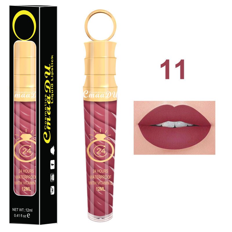 Lip gloss $14.99 Dana Fashion Color: 11 Style makeup Matte lip gloss non-stick cup does not fade 12ML large capacity lip gloss metal pearl liquid lipstick Net content: 12ML Color: 20 colors Weight: 35g / support (with carton packaging)