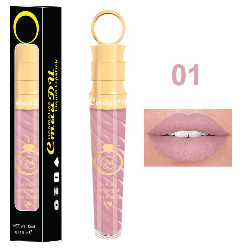 Lip gloss $14.99 Dana Fashion Color: 01 Style makeup Matte lip gloss non-stick cup does not fade 12ML large capacity lip gloss metal pearl liquid lipstick Net content: 12ML Color: 20 colors Weight: 35g / support (with carton packaging)