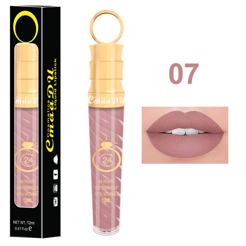Lip gloss $14.99 Dana Fashion Color: 07 Style makeup Matte lip gloss non-stick cup does not fade 12ML large capacity lip gloss metal pearl liquid lipstick Net content: 12ML Color: 20 colors Weight: 35g / support (with carton packaging)