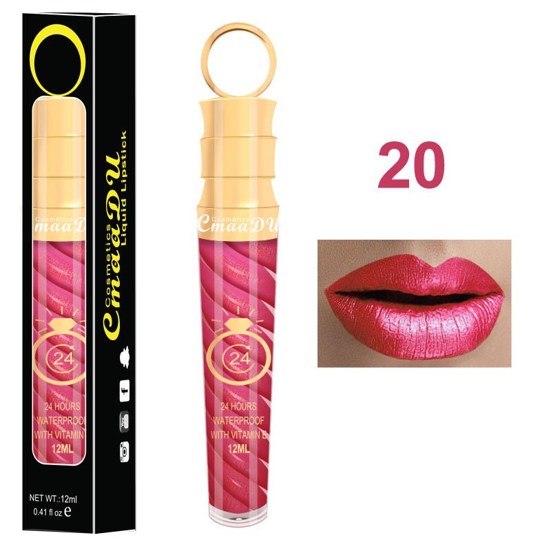 Lip gloss $14.99 Dana Fashion Color: 20 Style makeup Matte lip gloss non-stick cup does not fade 12ML large capacity lip gloss metal pearl liquid lipstick Net content: 12ML Color: 20 colors Weight: 35g / support (with carton packaging)