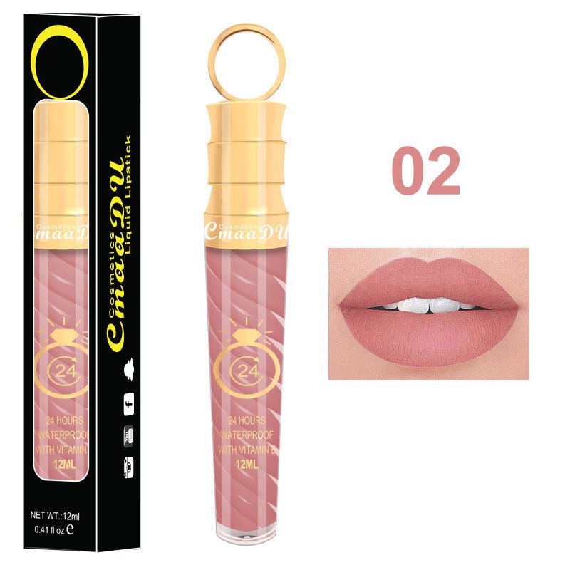 Lip gloss $14.99 Dana Fashion Color: 02 Style makeup Matte lip gloss non-stick cup does not fade 12ML large capacity lip gloss metal pearl liquid lipstick Net content: 12ML Color: 20 colors Weight: 35g / support (with carton packaging)