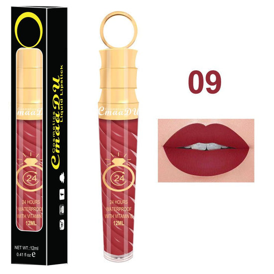 Lip gloss $14.99 Dana Fashion Color: 09 Style makeup Matte lip gloss non-stick cup does not fade 12ML large capacity lip gloss metal pearl liquid lipstick Net content: 12ML Color: 20 colors Weight: 35g / support (with carton packaging)