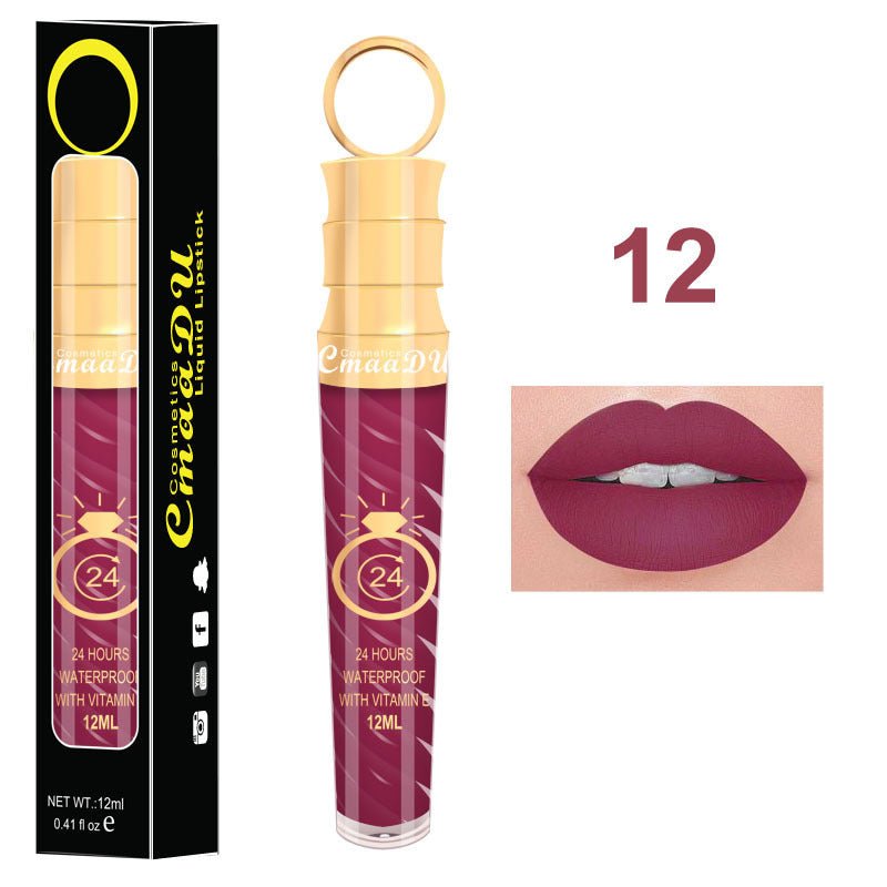 Lip gloss $14.99 Dana Fashion Color: 12 Style makeup Matte lip gloss non-stick cup does not fade 12ML large capacity lip gloss metal pearl liquid lipstick Net content: 12ML Color: 20 colors Weight: 35g / support (with carton packaging)
