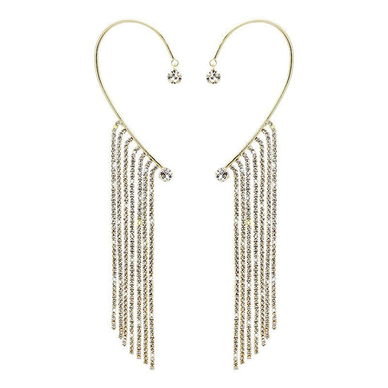 Long Chain Tassel Ear Hook Ear Clip $39.00 Dana Fashion Color: Golden Tassels Pair Women's Accessories Product information: Treatment Process: Electroplating Color: gold, silver Applicable population: Female Style: Women's Shapes: Geometry Popular element