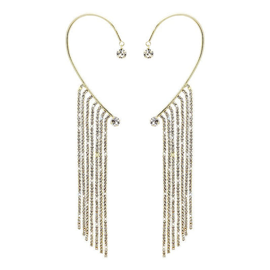 Long Chain Tassel Ear Hook Ear Clip $39.00 Dana Fashion Color: Golden Tassels Pair Women's Accessories Product information: Treatment Process: Electroplating Color: gold, silver Applicable population: Female Style: Women's Shapes: Geometry Popular element