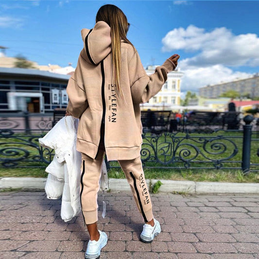 Long Hoodie Pantsuit $72.17 Dana Fashion Color: Apricot Size: 2XL Women's clothing