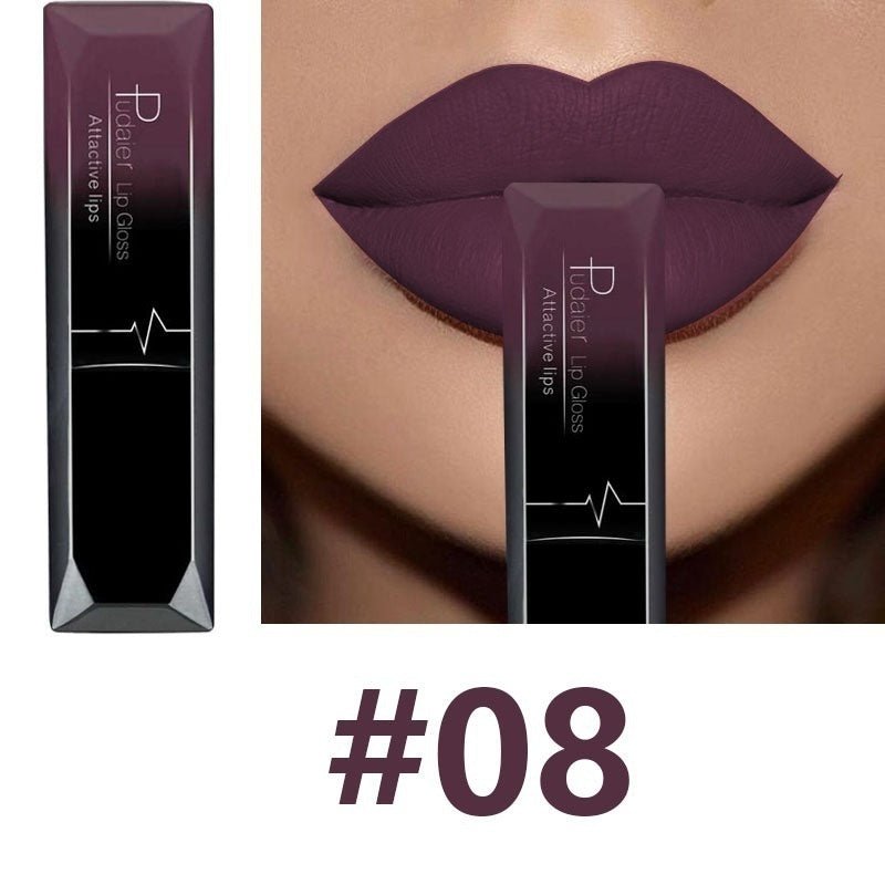 Long-lasting Non-stick Lip Balm $15.00 Dana Fashion Color: 8 makeup 17 Color for You to Choose. 100% brand new and High quality Quantity: 1 PC Features: Matte,Long-lasting,Waterproof Capacity: 8ml Package Content: 1 PC Matte Lip Gloss
