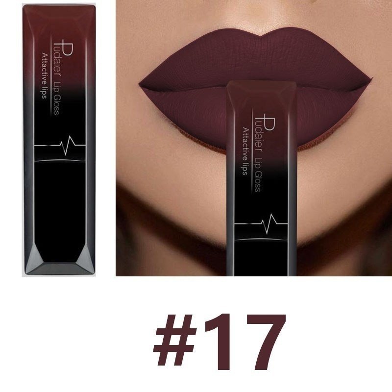 Long-lasting Non-stick Lip Balm $15.00 Dana Fashion Color: 17 makeup 17 Color for You to Choose. 100% brand new and High quality Quantity: 1 PC Features: Matte,Long-lasting,Waterproof Capacity: 8ml Package Content: 1 PC Matte Lip Gloss