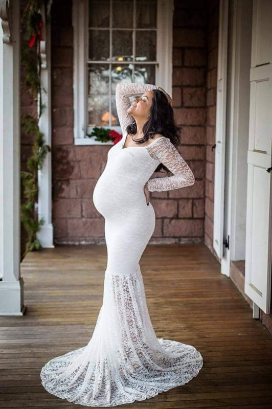 Long sleeve dress with long sleeves $34.04 Dana Fashion Color: White Size: 3XL Baby & Mother Fabric name: Lace Style: Vintage pattern: plain Craft: Collage / Mosaic Skirt type: cake skirt 1. Asian sizes are 1 to 2 sizes smaller than European and American