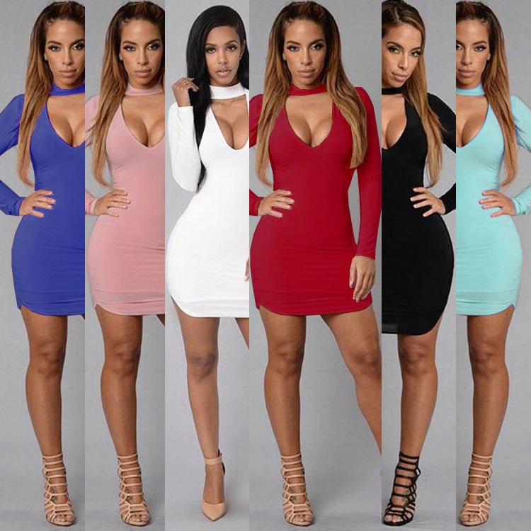 Long Sleeve Irregular Edge Sexy Slim Hip Dress $25.50 Dana Fashion Color: Black Size: L Women's clothing Product information: Pattern: solid color Skirt-type: asymmetric skirt Color: white, red, light blue, black, camel pink, sapphire blue Waist type: ela