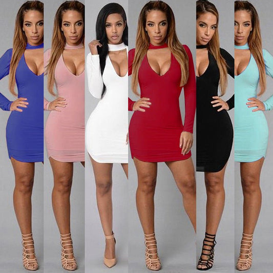 Long Sleeve Irregular Edge Sexy Slim Hip Dress $25.50 Dana Fashion Color: Black Size: L Women's clothing Product information: Pattern: solid color Skirt-type: asymmetric skirt Color: white, red, light blue, black, camel pink, sapphire blue Waist type: ela