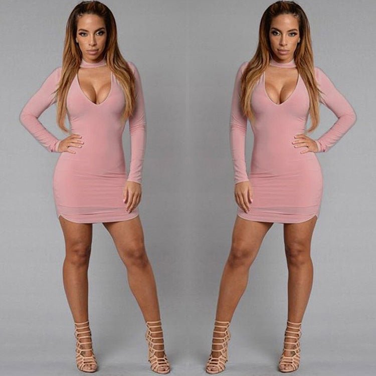 Long Sleeve Irregular Edge Sexy Slim Hip Dress $25.50 Dana Fashion Color: Camel Pink Size: L Women's clothing Product information: Pattern: solid color Skirt-type: asymmetric skirt Color: white, red, light blue, black, camel pink, sapphire blue Waist type