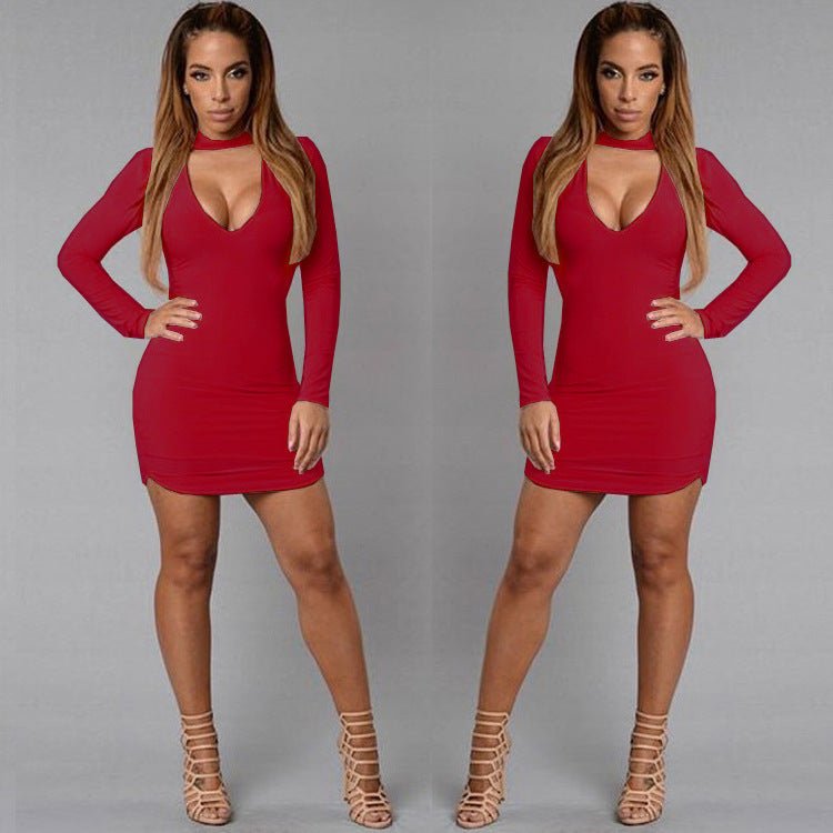Long Sleeve Irregular Edge Sexy Slim Hip Dress $25.50 Dana Fashion Color: Red Size: L Women's clothing Product information: Pattern: solid color Skirt-type: asymmetric skirt Color: white, red, light blue, black, camel pink, sapphire blue Waist type: elast