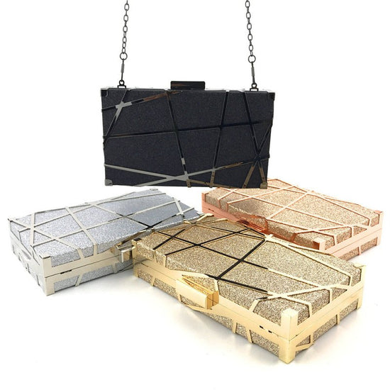 Luxury Handbags Bag Women Party Chain Glitter Gold Wedding Clutches Shoulder Bag $47.77 Dana Fashion Color: Black Women's Bags Product information: material: metal Applicable scene: dinner Fabric texture: PU Lining texture: polyester Trendy luggage style: