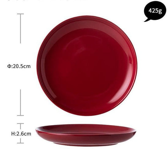 Luxury Red Glaze Ceramic Dinner Sets Kitchen Utensils Porcelain Salad Serving Plate Dish Bowl Restaurant Dining Table Home Decor $34.19 Dana Fashion style: Small red Market Dana's Kitchen Product information: Material: porcelain Applicable crowd: the elde