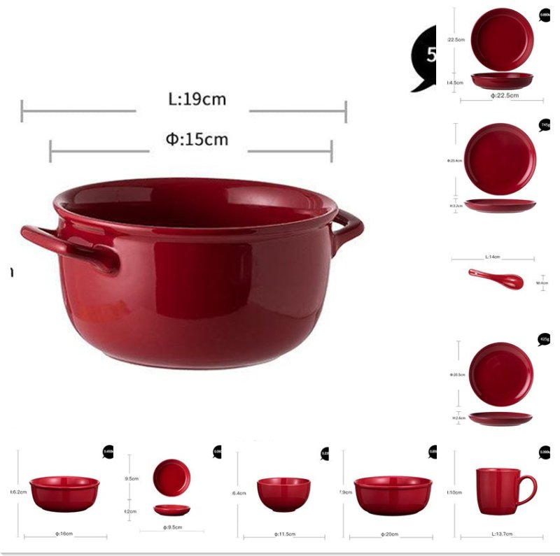 Luxury Red Glaze Ceramic Dinner Sets Kitchen Utensils Porcelain Salad Serving Plate Dish Bowl Restaurant Dining Table Home Decor $325.16 Dana Fashion style: Set Dana's Kitchen Product information: Material: porcelain Applicable crowd: the elderly Pattern: