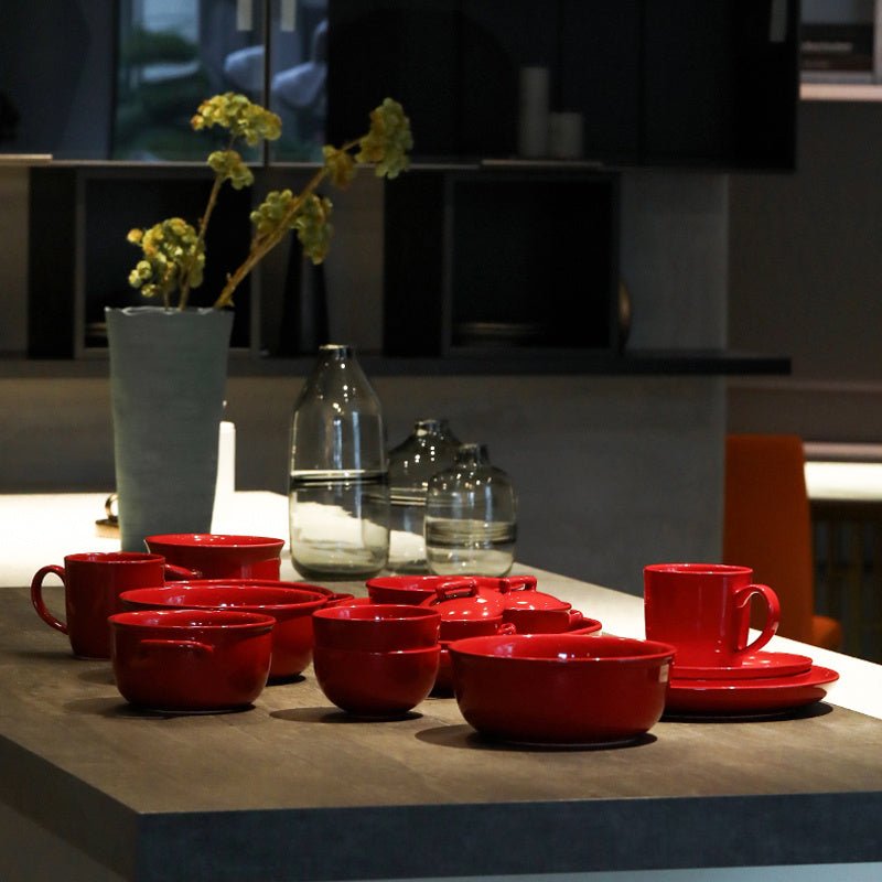 Luxury Red Glaze Ceramic Dinner Sets Kitchen Utensils Porcelain Salad Serving Plate Dish Bowl Restaurant Dining Table Home Decor $47.69 Dana Fashion style: Red Market Dana's Kitchen Product information: Material: porcelain Applicable crowd: the elderly Pa