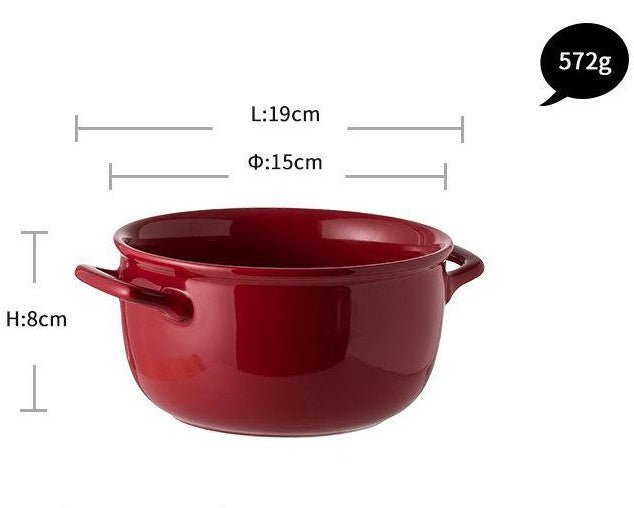 Luxury Red Glaze Ceramic Dinner Sets Kitchen Utensils Porcelain Salad Serving Plate Dish Bowl Restaurant Dining Table Home Decor $33.28 Dana Fashion style: Red double ear soup bowl Dana's Kitchen Product information: Material: porcelain Applicable crowd: