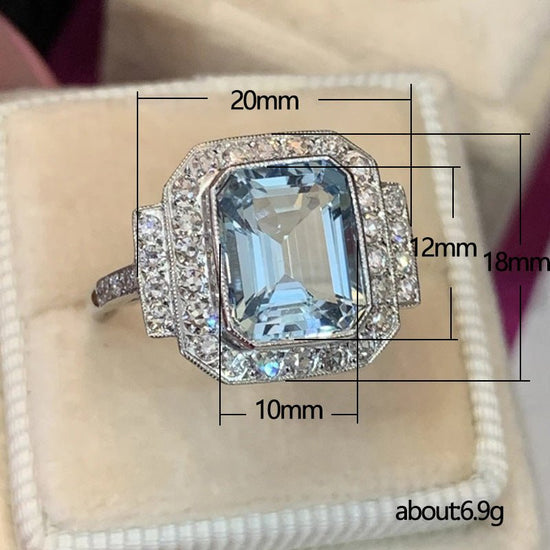 Luxury Square Sea Blue Zircon Ring For High-end Anniversary Celebration $18.10 Dana Fashion Color: F1043 Sea Blue Size: No 10 Women's Accessories Product information: Type: Ring, ring Treatment Process: inlaid zircon Color: F1043 sea blue Size: no.6, no.7
