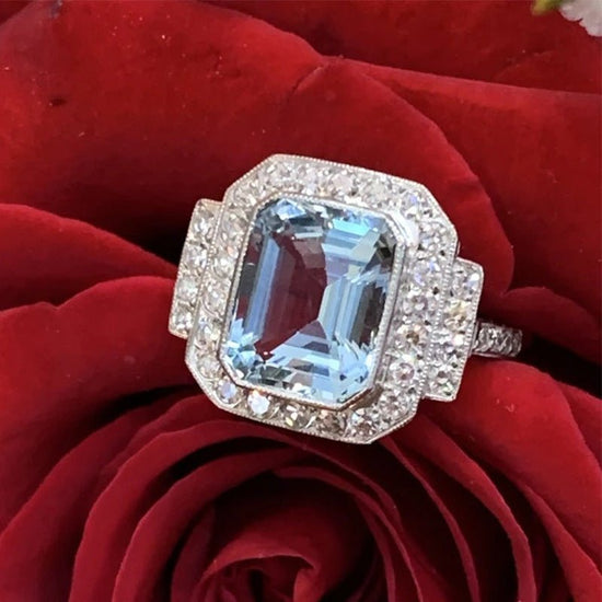 Luxury Square Sea Blue Zircon Ring For High-end Anniversary Celebration $18.10 Dana Fashion Color: F1043 Sea Blue Size: No 10 Women's Accessories Product information: Type: Ring, ring Treatment Process: inlaid zircon Color: F1043 sea blue Size: no.6, no.7