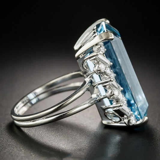 Luxury Topaz Engagement Ring European And American Sapphire $19.18 Dana Fashion Color: Sea Blue Size: No 10 Women's Accessories Product information: Color: Sea Blue Size: no.6, no.7, no.8, no.9, no.10 Style: Women's Material: Copper Shape: Geometric Packi