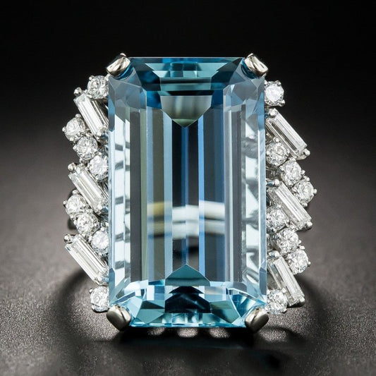 Luxury Topaz Engagement Ring European And American Sapphire $19.18 Dana Fashion Color: Sea Blue Size: No 10 Women's Accessories Product information: Color: Sea Blue Size: no.6, no.7, no.8, no.9, no.10 Style: Women's Material: Copper Shape: Geometric Packi
