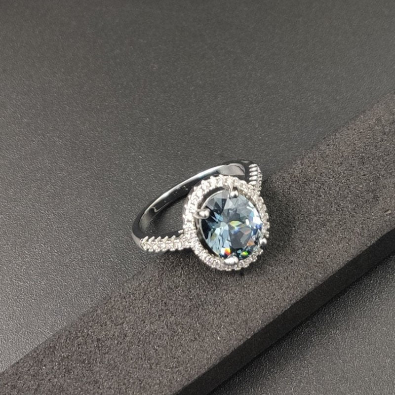 Luxury Zircon Round Crystal Ring $15.46 Dana Fashion Color: Ink Blue size: No10 Women's Accessories Product information: Type: Ring Treatment Process: Electroplating Color: purple, green, black, light blue, ink blue, sapphire blue Size: no.6, no.7, no.8,