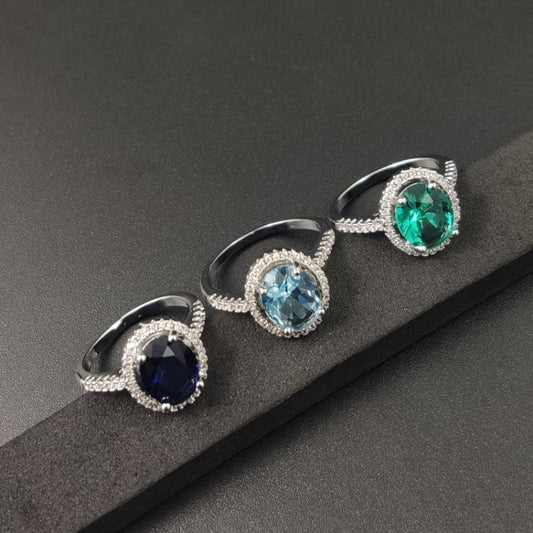 Luxury Zircon Round Crystal Ring $15.46 Dana Fashion Color: Black size: No10 Women's Accessories Product information: Type: Ring Treatment Process: Electroplating Color: purple, green, black, light blue, ink blue, sapphire blue Size: no.6, no.7, no.8, no.
