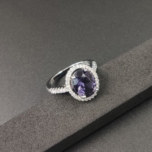 Luxury Zircon Round Crystal Ring $15.46 Dana Fashion Color: Black size: No10 Women's Accessories Product information: Type: Ring Treatment Process: Electroplating Color: purple, green, black, light blue, ink blue, sapphire blue Size: no.6, no.7, no.8, no.