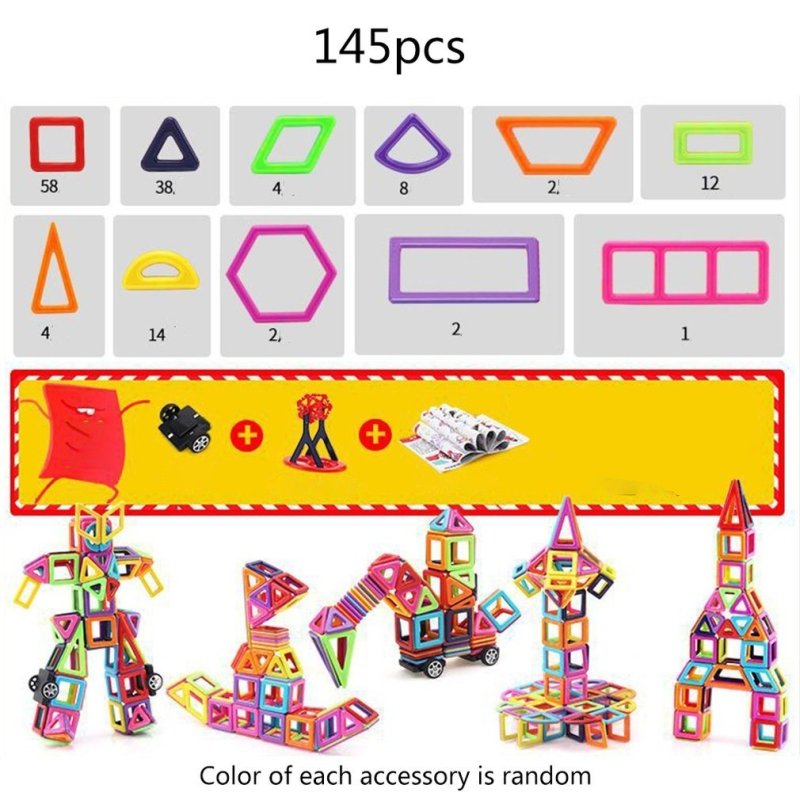 Magnetic building block toys $113.86 Dana Fashion Color: 145pcs Toys & Hobbies Material: Plastic/Plastic Specifications: see detailed drawing Packing: color box, net bag, white box Ability training: use hands and brains, grasp, vision, interest cultivatio