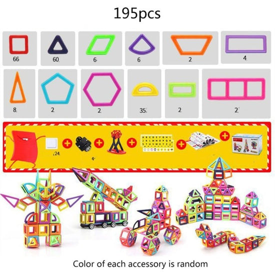 Magnetic building block toys $132.78 Dana Fashion Color: 195pcs Toys & Hobbies Material: Plastic/Plastic Specifications: see detailed drawing Packing: color box, net bag, white box Ability training: use hands and brains, grasp, vision, interest cultivatio