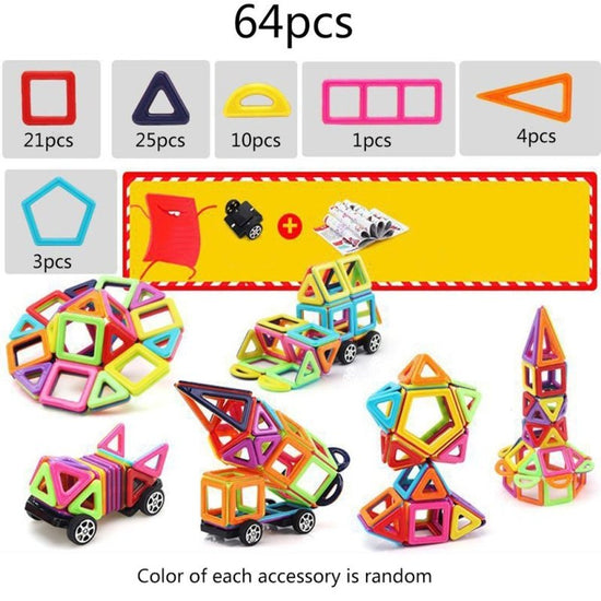 Magnetic building block toys $76.06 Dana Fashion Color: 64pcs Toys & Hobbies Material: Plastic/Plastic Specifications: see detailed drawing Packing: color box, net bag, white box Ability training: use hands and brains, grasp, vision, interest cultivation,