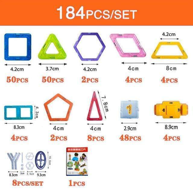 Magnetic Building Blocks DIY Magnets Toys For Kids Designer Construction Set Gifts For Children Toys $115.92 Dana Fashion style: 184pcs Toys & Hobbies Overview: Natural Permanent Magnet Environmental Plastic ABS Safe & non-toxic Product information Materi