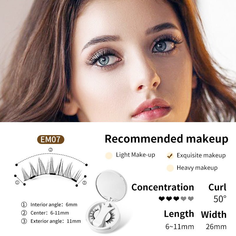 Magnetic False Eyelashes Integrated Storage Box Glue-free Magnet False Eyelashes Natural Makeup Tools With Applicater $19.90 Dana Fashion Specifications: EM07 SET makeup Overview: 【Magnetic Eyelashes】Designed to be effortlessly elegant, these lashes offer