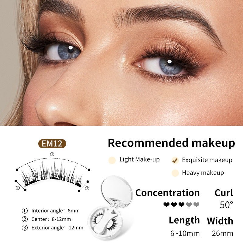 Magnetic False Eyelashes Integrated Storage Box Glue-free Magnet False Eyelashes Natural Makeup Tools With Applicater $19.90 Dana Fashion Specifications: EM12 SET makeup Overview: 【Magnetic Eyelashes】Designed to be effortlessly elegant, these lashes offer
