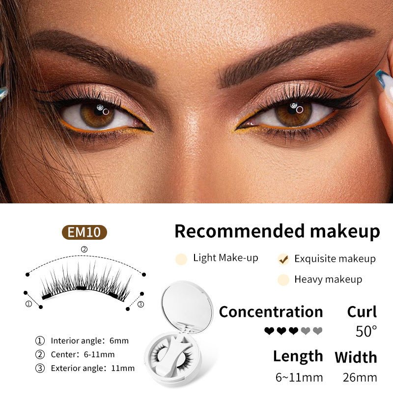 Magnetic False Eyelashes Integrated Storage Box Glue-free Magnet False Eyelashes Natural Makeup Tools With Applicater $19.90 Dana Fashion Specifications: EM10 SET makeup Overview: 【Magnetic Eyelashes】Designed to be effortlessly elegant, these lashes offer