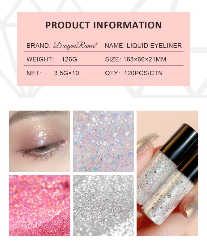 Makeup 10pcs Liquid Eyeliner Set Shiny Silkworm High Gloss $29.51 Dana Fashion Color: Liquid Eyeliner Set makeup Product information: Product Category: Liquid Eyeliner Color: White Specifications: normal specifications Color classification: 10 packs of li