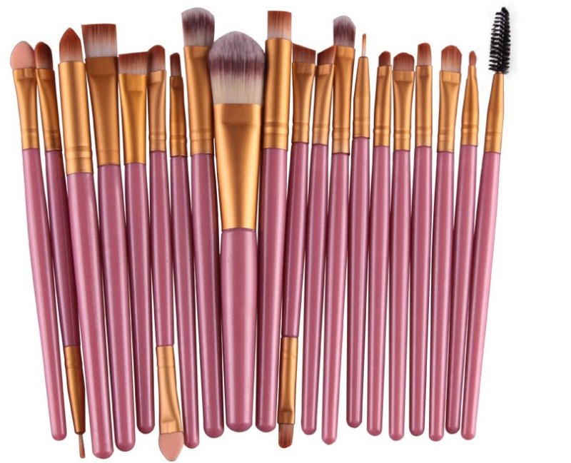 Makeup brush set loose powder brush blush brush eye shadow brush $25.99 Dana Fashion Appearance color: Pink Rod gold Tube makeup Brush material: corrugated nylon wool Brush bag type: OPP bag Handle material: plastic Hair length specification: 3.5cm Overal