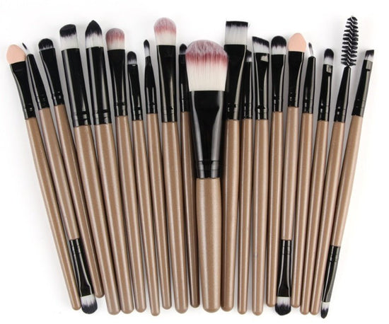 Makeup brush set loose powder brush blush brush eye shadow brush $25.99 Dana Fashion Appearance color: Golden Rod Black Tube makeup Brush material: corrugated nylon wool Brush bag type: OPP bag Handle material: plastic Hair length specification: 3.5cm Ove