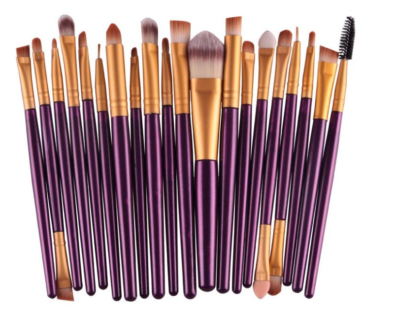 Makeup brush set loose powder brush blush brush eye shadow brush $25.99 Dana Fashion Appearance color: Purple Rod Gold Tube makeup Brush material: corrugated nylon wool Brush bag type: OPP bag Handle material: plastic Hair length specification: 3.5cm Over