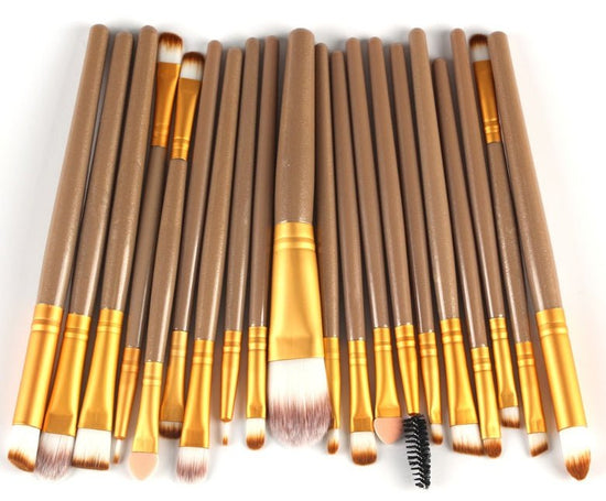 Makeup brush set loose powder brush blush brush eye shadow brush $25.99 Dana Fashion Appearance color: Gold Rod gold Tube makeup Brush material: corrugated nylon wool Brush bag type: OPP bag Handle material: plastic Hair length specification: 3.5cm Overal